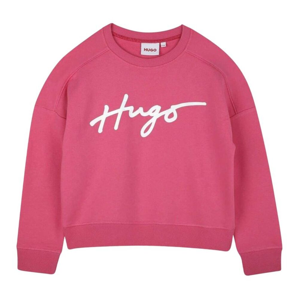 Hugo Girls Logo Crew Neck Regular Sweatshirt / Pink